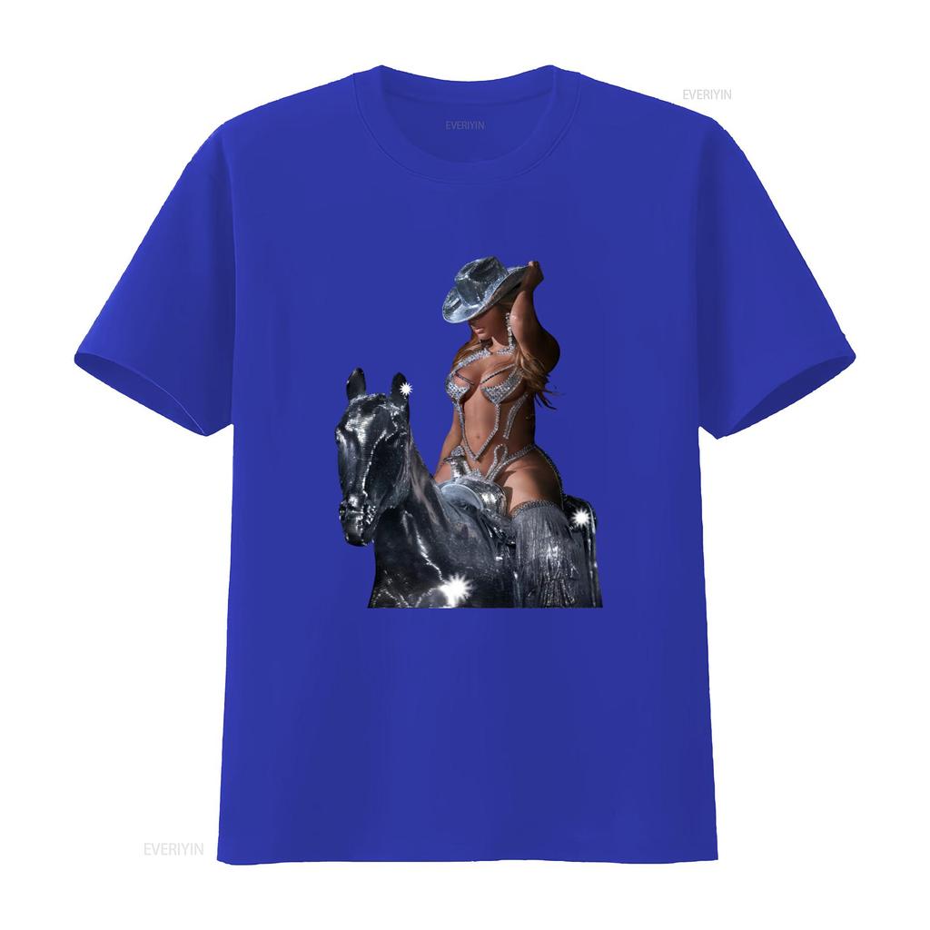 Limited Beyonce Tour 2023 T Shirt Vintage Black with Shiny Sequin Cowgirl Riding Horse Print Nh261 vintage Washed Casual Soft