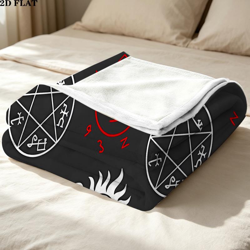 1PC Supernatural Patterned Flannel Blanket Suitable For All Seasons For Home Decor Warmth And Comfort Gifts Holiday Present