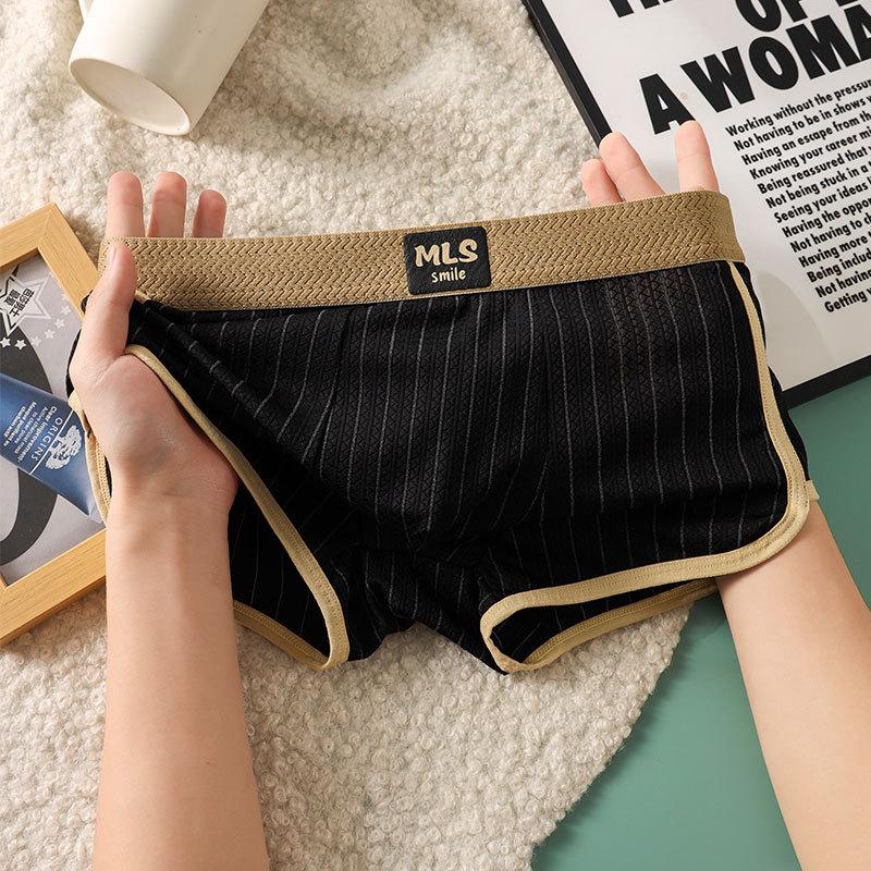 Mens Panties Cotton Boxer Shorts Fashion  Breathable Mid Waist Underwear Cueca U Bulge Pouch Sexy Underpants