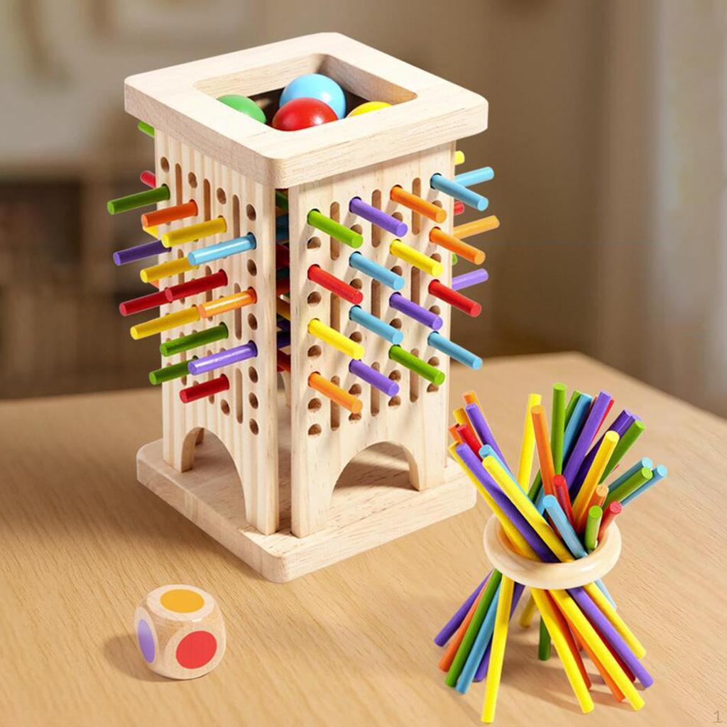 Wooden Sticks Dice Game Early Educational Pick Up Math Counting Toy for Preschool Boys