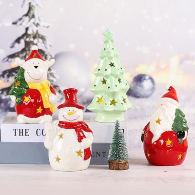Crafts Ceramic Christmas Night Light Creative Handmade Christmas Snowman Statue Reusable Lifelike Atmosphere Light Children