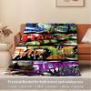 1pc Turtles,Action,AdventureDigital Print Fleece Blanket - Contemporary Style, Suitable for All Seasons, Perfect for Home, Travel, or Campin