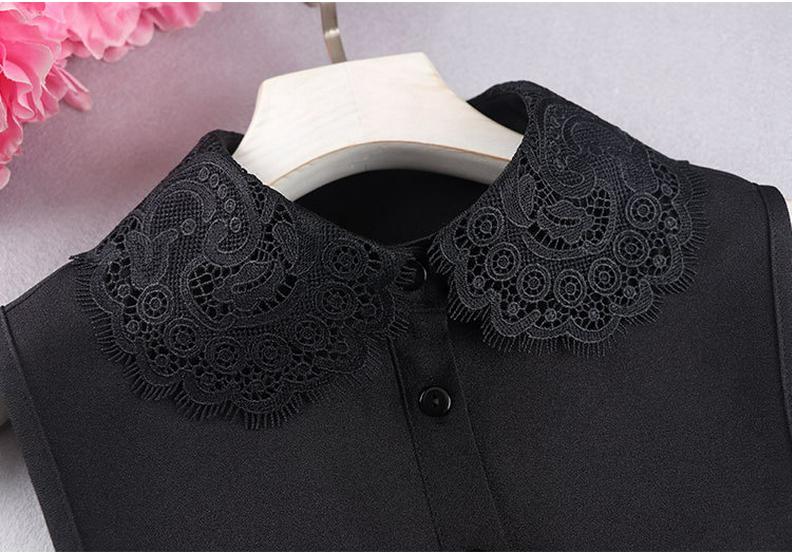 Women's Summer Korean Style Embroidered Chiffon Detachable Collar - Anti-wrinkle, Versatile Decorative Collar