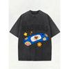 European Sizes Men's T-Shirt Vintage Stone Washed Relaxed Fit Soft Breathable Summer Bandage Heart Floral Print Faith Streetwear Fashion Casual Tee