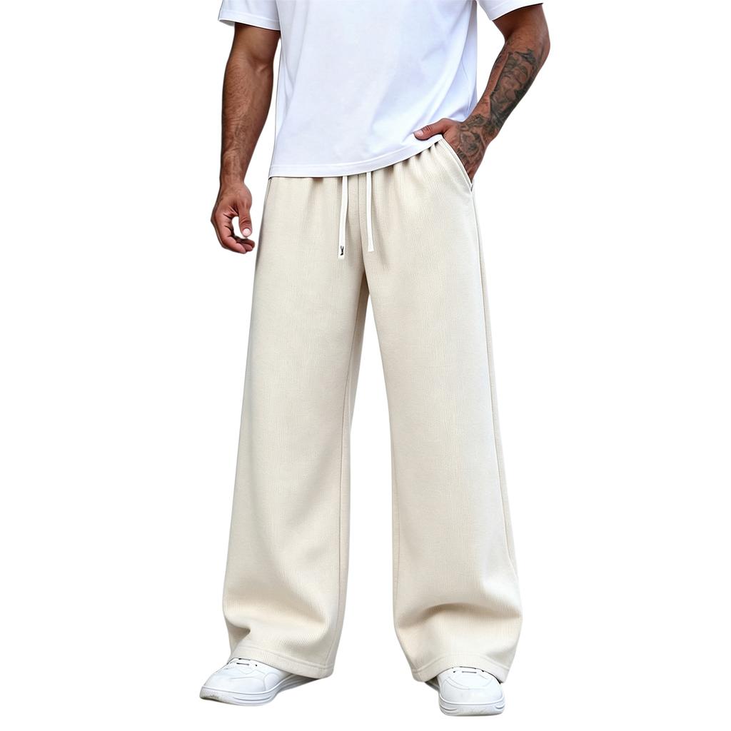 Pantalon de survêtement décontracté à jambe droite de couleur pour homme
