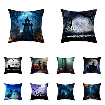 Horror Halloween Bat Pumpkin Print Pattern Cushion Cover Home Living Room Sofa Decoration Polyester Pillow Pillow Cover