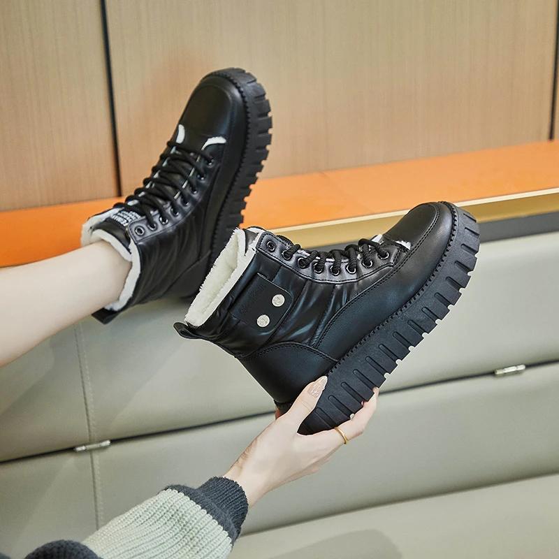 Winter Boots Women Waterproof Non Slip High Top Plush Cotton Snow Boots 2025 New Thick Sole Casual Ladies Warm Botas De Mujer