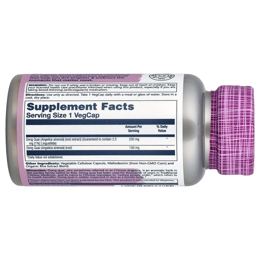 Solaray Essential Extract Dong Quai 250mg Veggie Capsules 60 Count