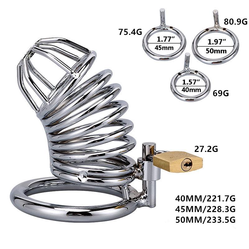 Metal Cage Chastity Device Hollow Breathable Adult Toy Erotic Urethral Lock Ring Sex Toys for Bondage Gear