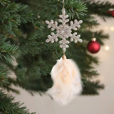 Yousheng Weihnachtsbaumschmuck Schneeflocke Plüschanhänger zum Aufhängen Weihnachtsanhänger mit Federelementen Pailletten Glöckchen Winter Neujahrsparty Dekoration