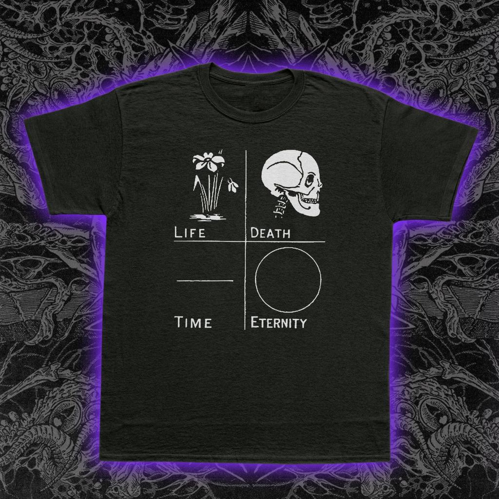 Life Death Time Eternity T-Shirt Mens Womens Tees Top Philosophical Existential Gothic Symbolism Tee