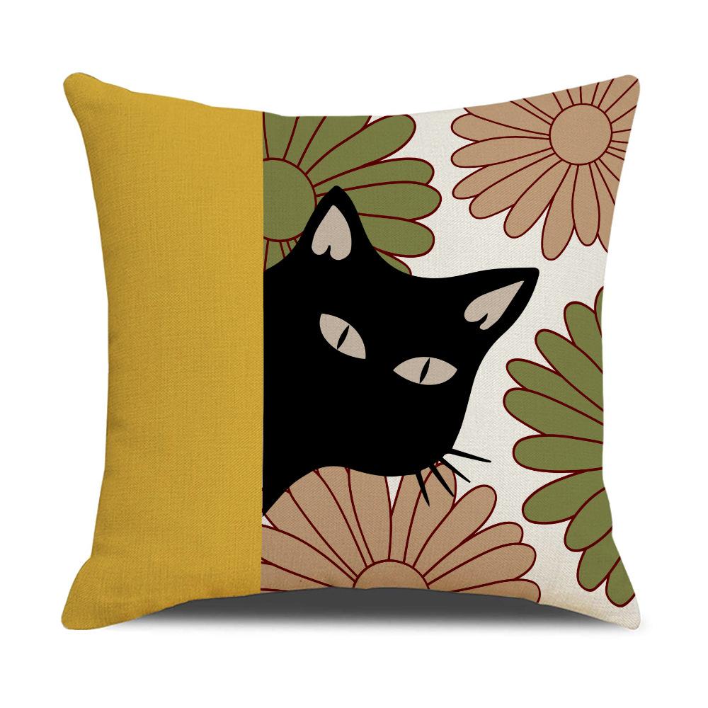 

Cartoon Cute Cat Pillow Cover Linen Dirt-Resistant Car Pillow Interior Home Ornament Sofa Pillow Cover Premium 45 * 45Cm (excluding pillow core)