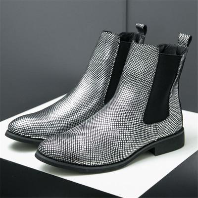 Designer New Arrival Winter Fashion Chelsea Ankle Boots Men's Pointed Gold Silver Casual Shoes High Tops Zapatos Hombre