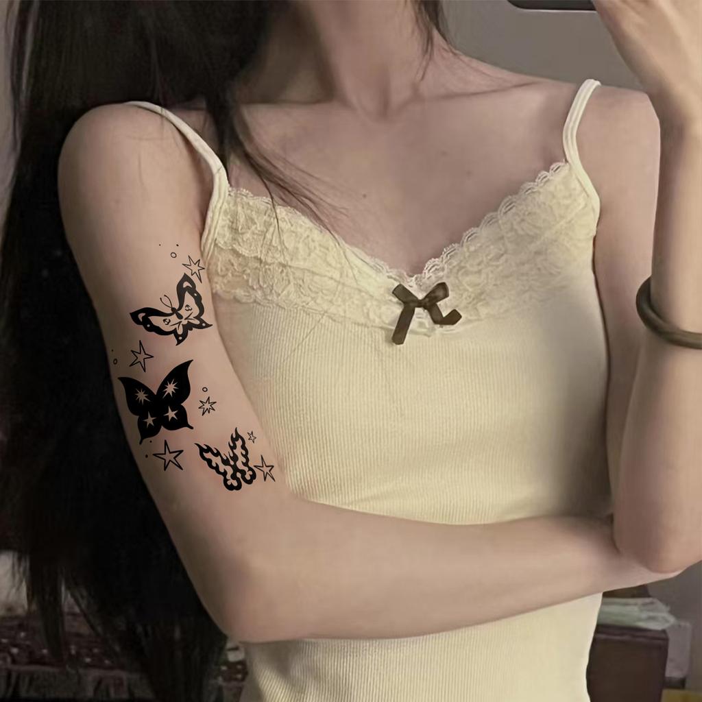 Diablo Abi Wind Butterfly Combination Tattoo Sticker Kusa Personality Waterproof Lasting Arm Large Pattern Sticker