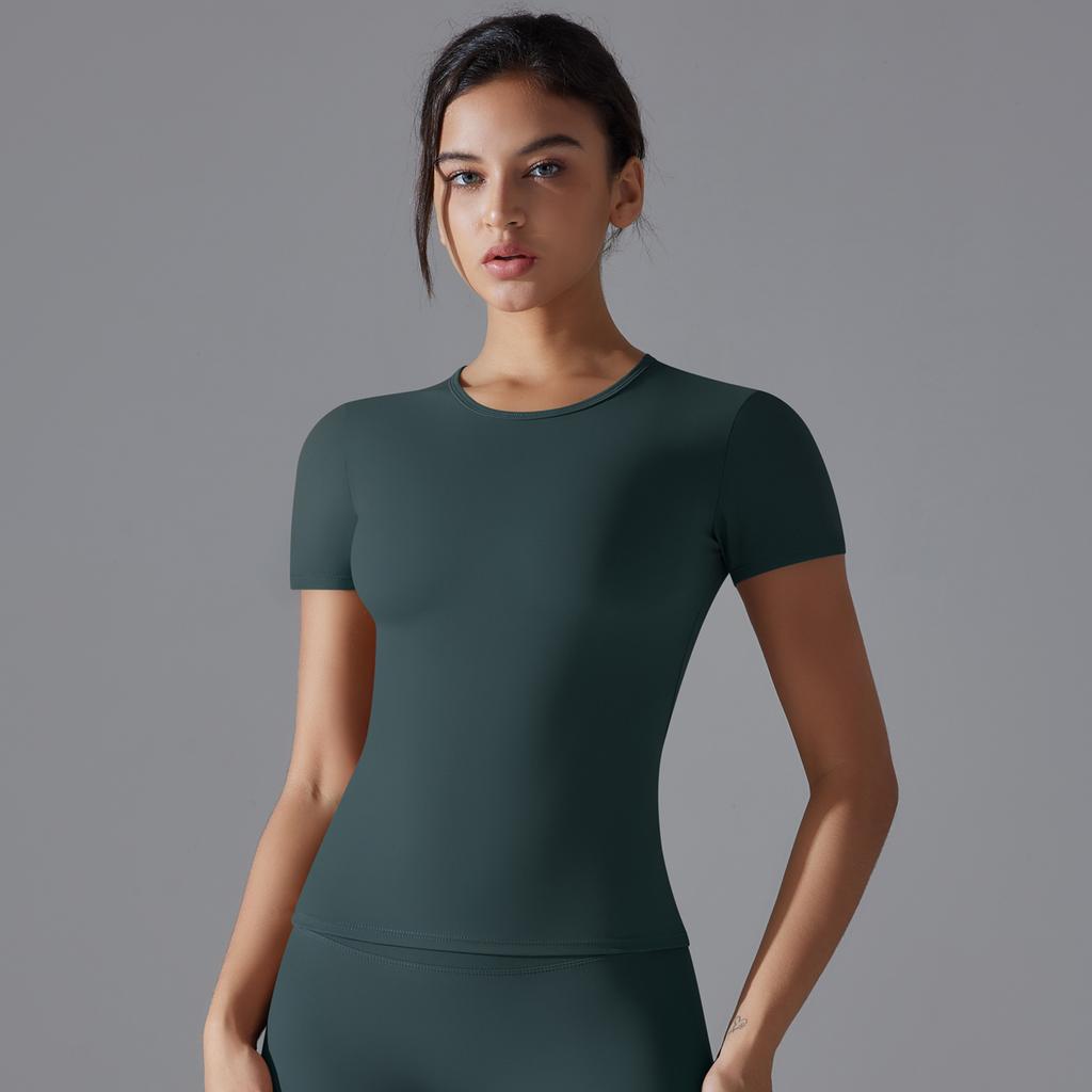 Nessaj Slim Women Short Sleeve Shirts Summer Short Sleeve Top Elasticity Casual T Shirts
