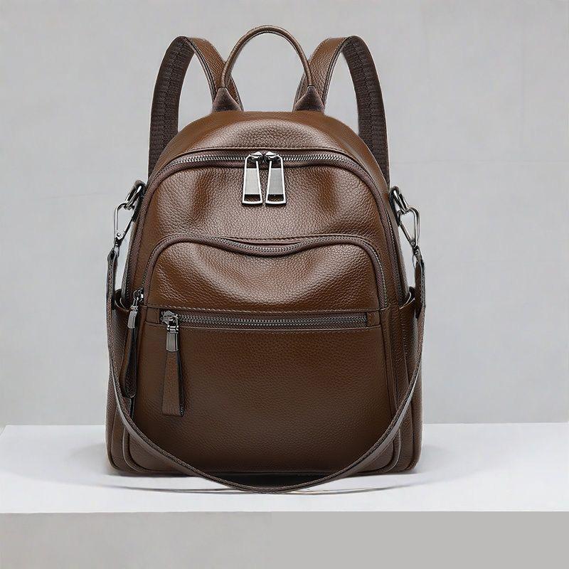 Multi-functional Women s Leather Backpack - Elephant Grey/Black/Brown/Beige коричневый