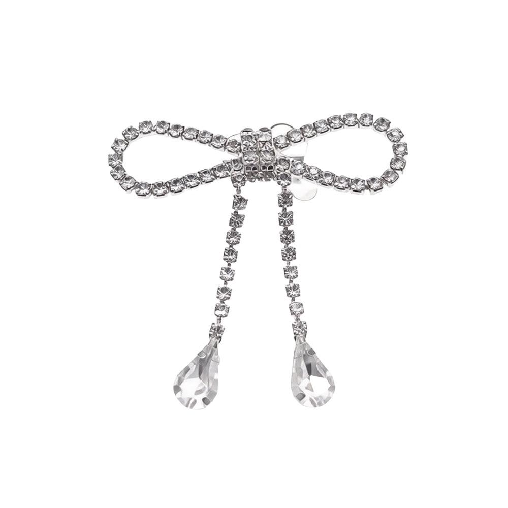 Fashion Elegant Bowknot Brooches Rhinestone Sparkling Brooches Pin Fastener Jewelry Cardigan Clip Waist Accessorizing