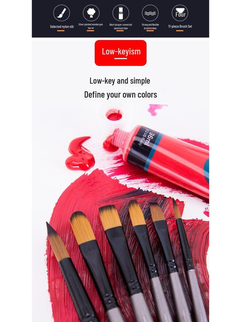 Acrylic & Watercolor Brush Set: Nylon Liners, Fan, & Outlining Brushes
