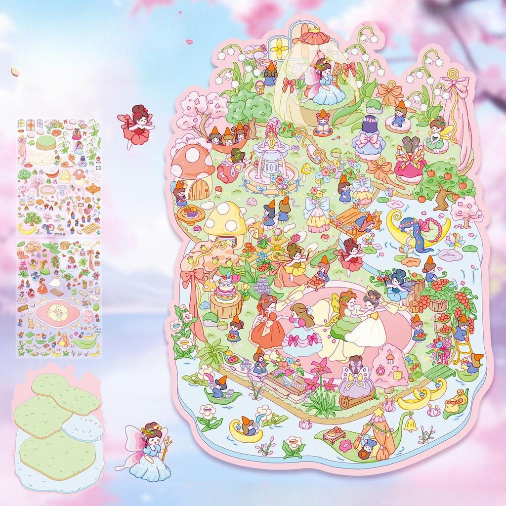 Cartoon Miniatur Scene 3D Stickers Retro DIY PET Landscape Stickers Dekomprese Korejské papírnictví Scrapbooking Plakáty