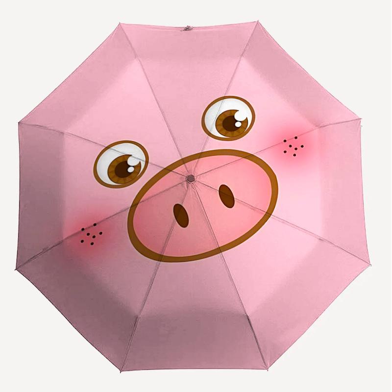 1 Stück Schweinchengesicht-Regenschirm - 8 Rippen verstärkt, Automatisches Öffnen, Leicht & Langlebig, Niedliches Modeaccessoire für Draußen - P169