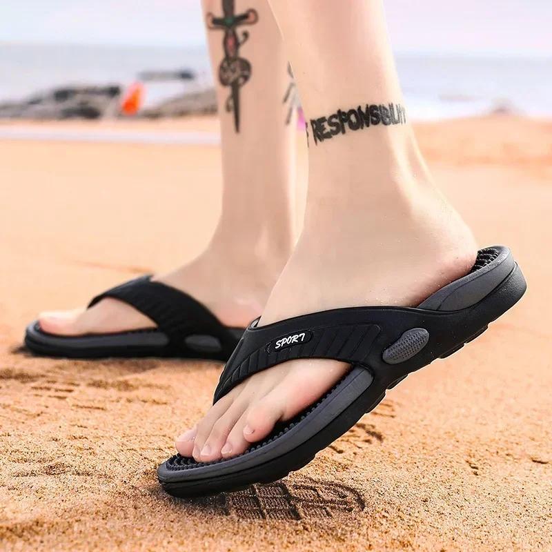 Massage Flip Flops for Men Summer Breathable Beach Shoes Sandals 46 Men Flip Flops Breathable Plus Big Size Men Slippers