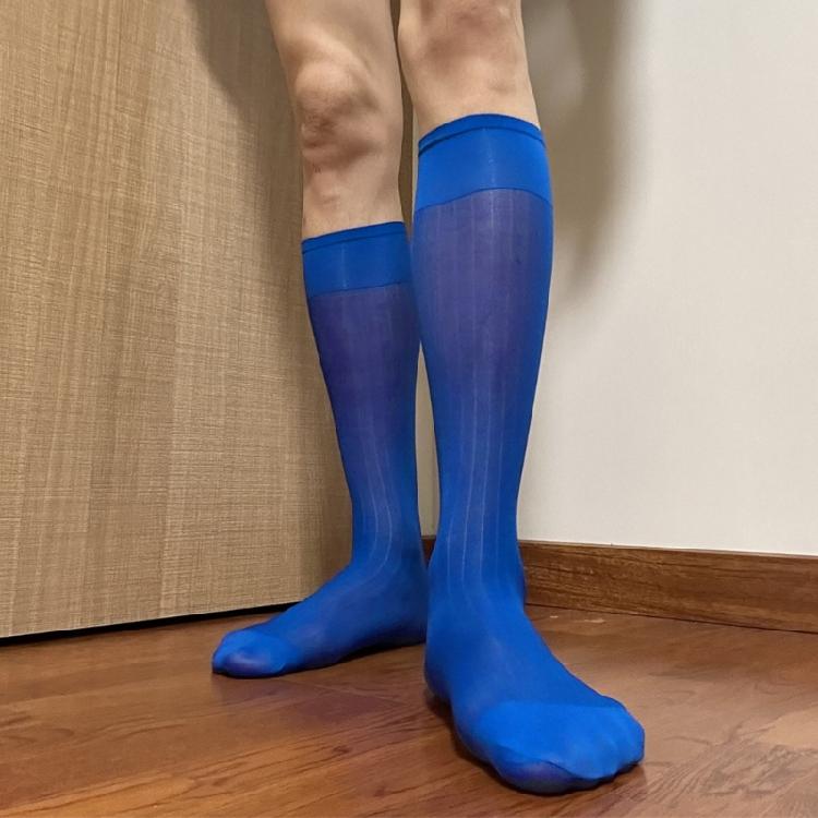 Herren Business Nylon durchsichtige Socken Dünne durchsichtige breit gestreifte lange Socken