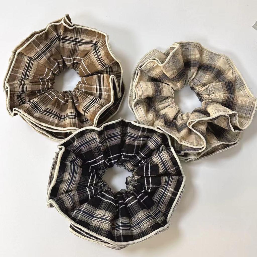 Korean Retro Double-Layer Plaid Hair Ring - Sweet, Versatile Hair Accessory