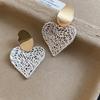Silver Needle Round Love Hollow Stud Earrings Niche Design Temperament Earrings Light Luxury High-end Exquisite Earrings