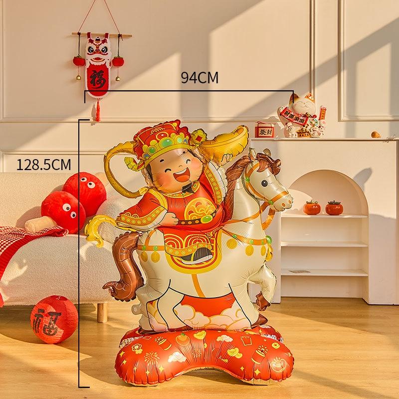 2026 Chinese New Year Decoration God of Wealth Balloon Lunar Year Aluminum Film Standing Balloons Spring Festival Balloon Decor