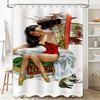 Vintage Art Shower Curtain With Elegant Woman And Cat Print Decorative Bathroom Liner For Home Decoration Size: 180 X 240 Cm (La