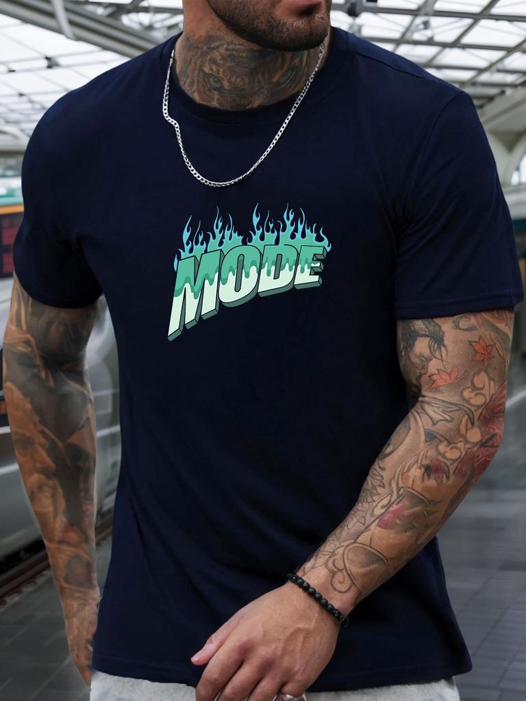 Short Sleeve TShirt MODE Mens 100 Cotton Pattern Printed Shirt Summer Round Neck Breathable Casual Fashion Cool Tee