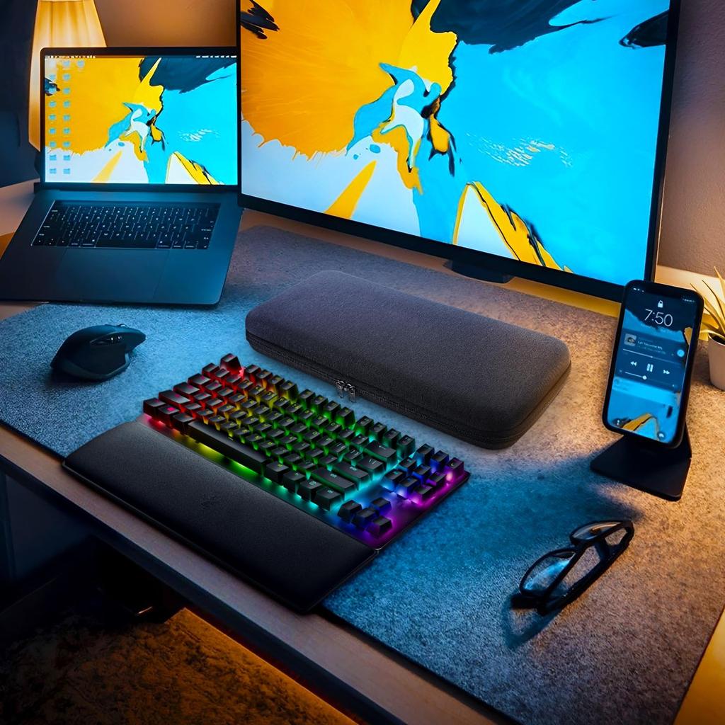 Linkidea TKL Tenkeyless Keyboard Hard Travel Case, Computer 87-Key WirelessWired Keyboard Carrying Case Protective Storage Box Bag, Compatible with