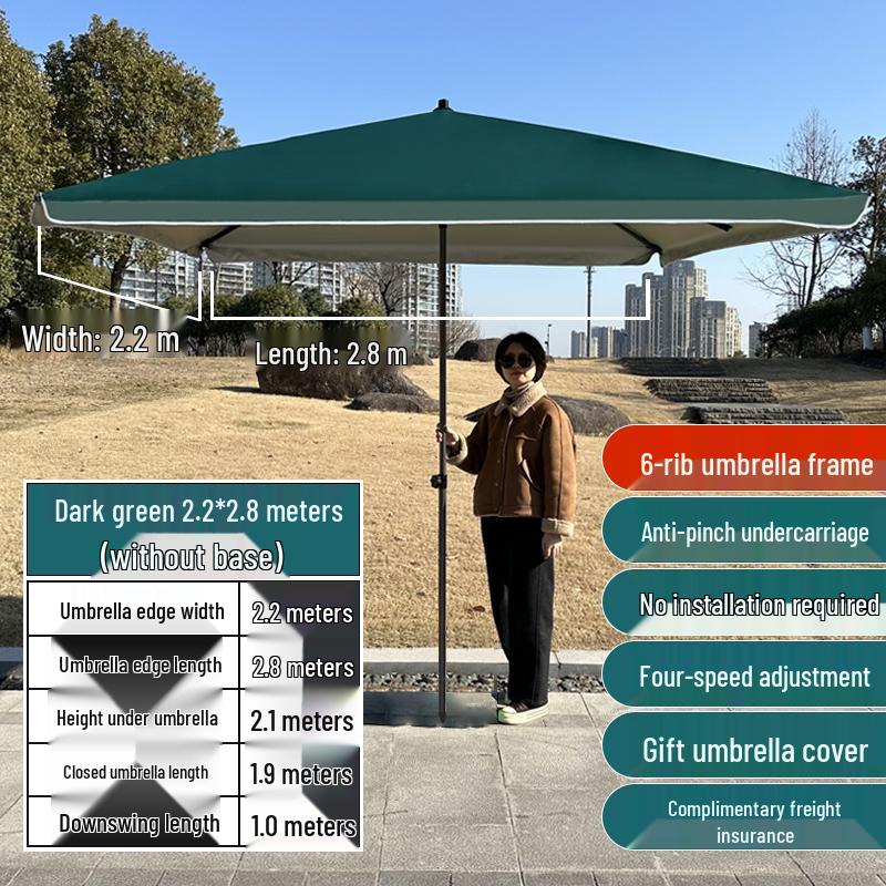 Large Outdoor Commercial Parasol - Thickened Square Patio Umbrella Tent