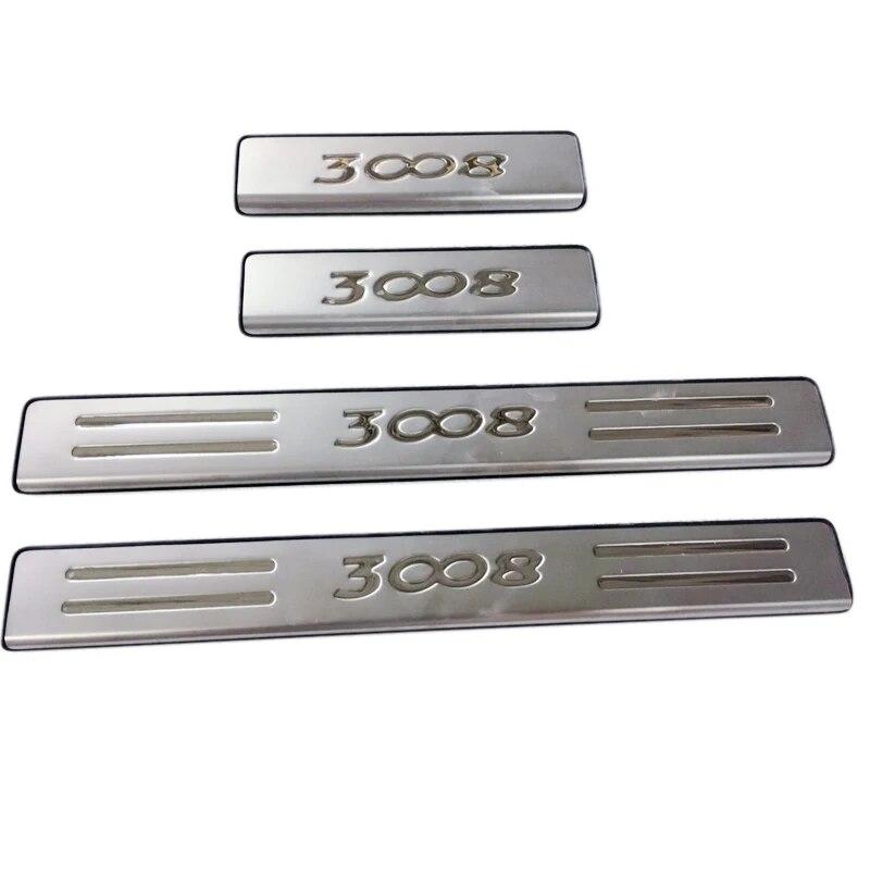 For Peugeot 3008 II GT 2016- Stainless Steel Door Sill Scuff Plate Welcome Pedal Car Styling Car Accessories 4pcs