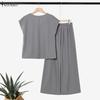 ZANZEA Women Short Sleeve Blouse and Long Pants Summer Two Piece Suit Sets