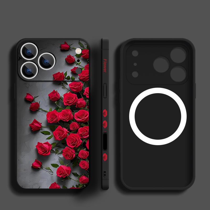 Etui do iPhone 17 Pro Max Kolorowy Wzór Malarstwo Olejne Kwiaty Róż Magnetyczne Dla Magsafe Miękkie Etui Do iPhone 16 15 14 13 Pro Max 17E 16E