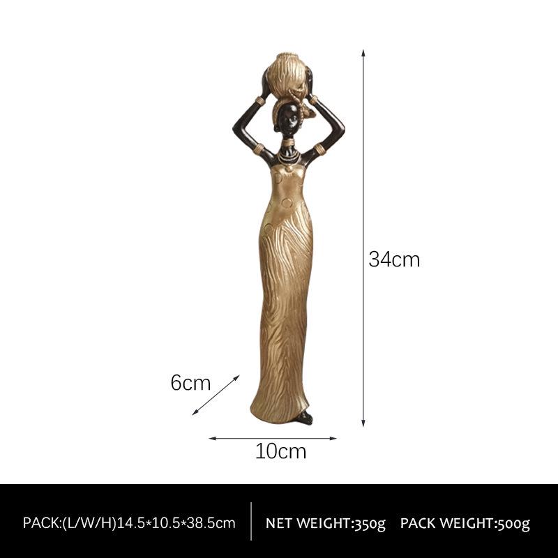 African Black Art Resin Figurine: Creative Home Decor for Living Room, Entrance Hall, or Wine Cabinet TV Stand