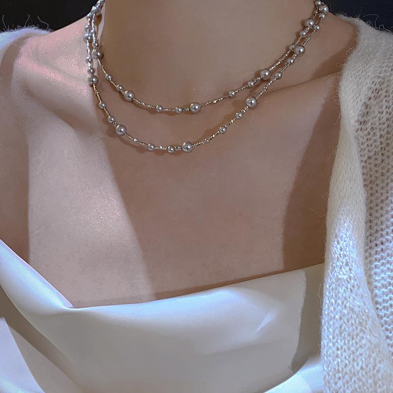 

Manta rose pearl necklace light luxury temperament high sense collarbone chain temperament versatile niche fashion jewelry