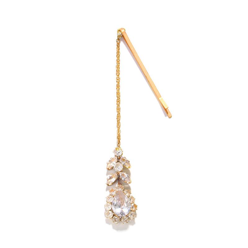 Indian Bridal Forehead Chain Headwear Wedding Accessories Elegant Headband Leaf Zircon Hair Chain Jewelry For Women