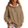 Women's Lightweight Quarter-Zip Hoodie Leopard Print Pullover Sweatshirt Without Pockets for Casual Wear