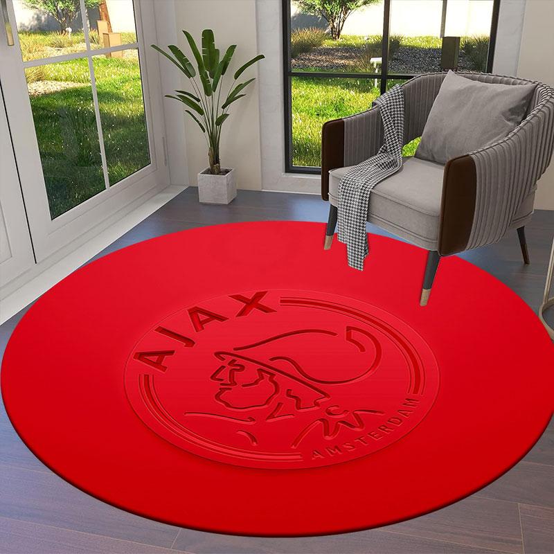Tappeto Rotondo AFC Ajax, Tappeto per Soggiorno Camera da Letto Divano Sala Giochi Decorazione, Tappetino Antiscivolo