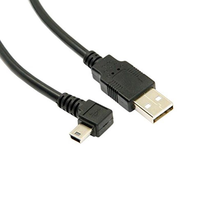 Mini USB B Type 5pin Male Right Angled 90 Degree To USB 2.0 Male Data Cable with Ferrite Core 5 Meters