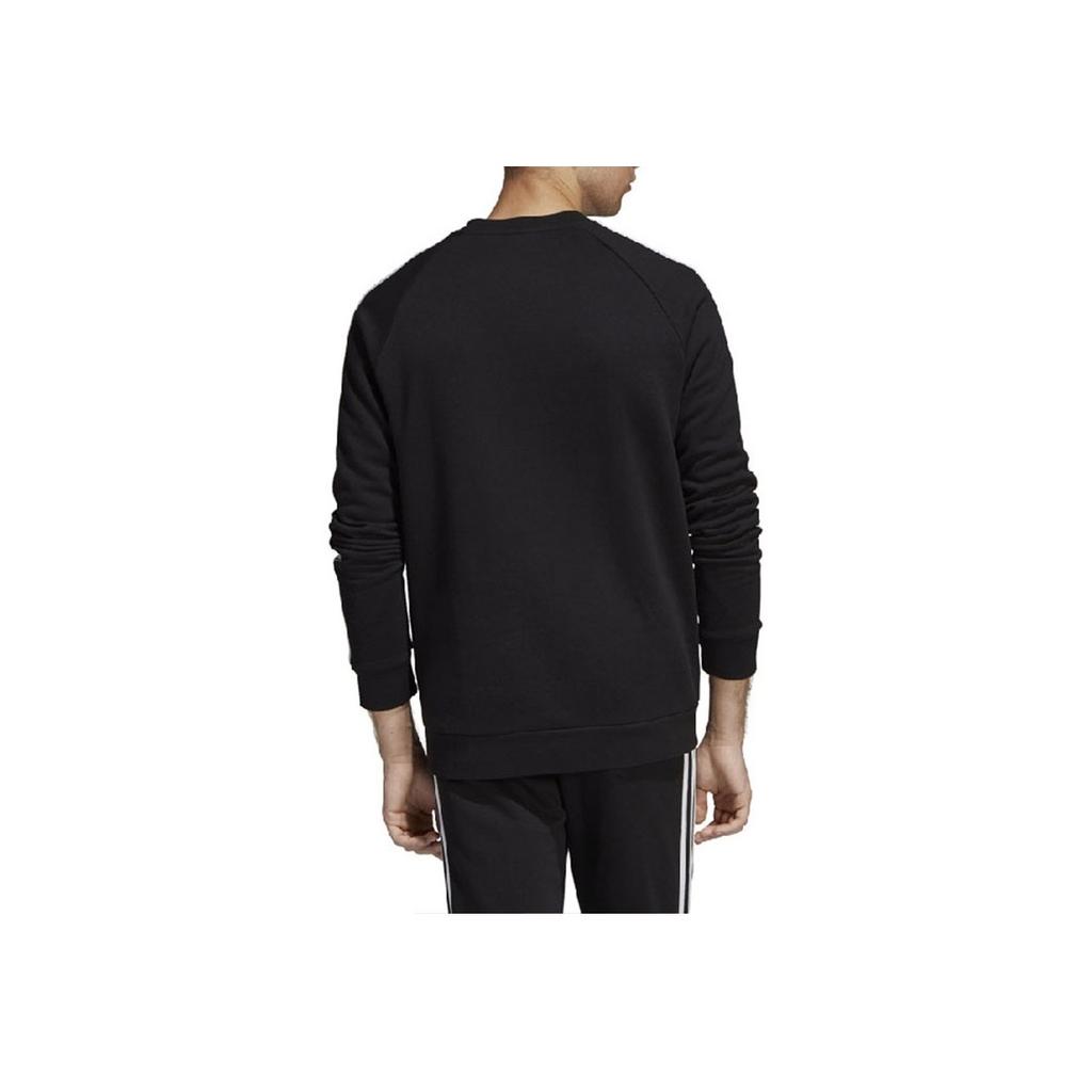 Adidas Originals Trefoil 3-Stripes Fleece Pullover Crew Neck Sweatshirt Men Sweatshirt Black DV1555