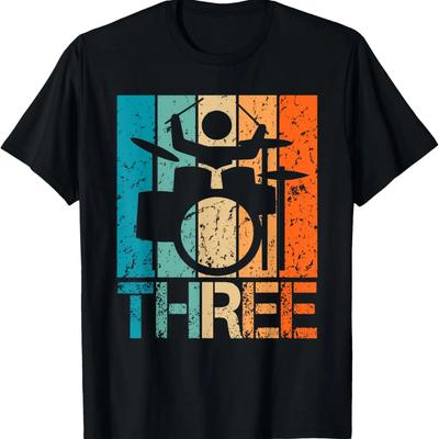 3rd Drums Birthday 3 Year Old 3yr Boys Girl Birthday Drummer T-Shirt