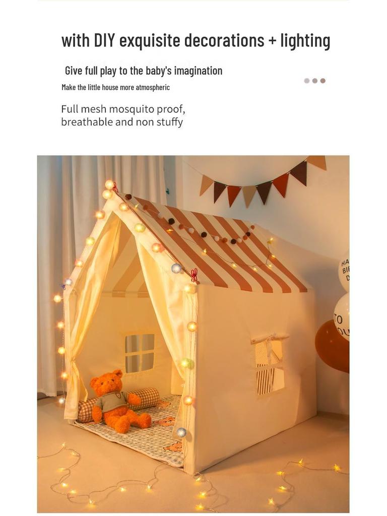 Kids' Indoor Castle Play Tent for Girls & Boys: Princess Room with Separate Beds
