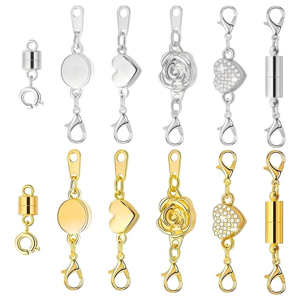 12Pcs Double Head Lobster Magnetic Bracelet Extender Gold/Silver Lobster Clasps  Bracelet