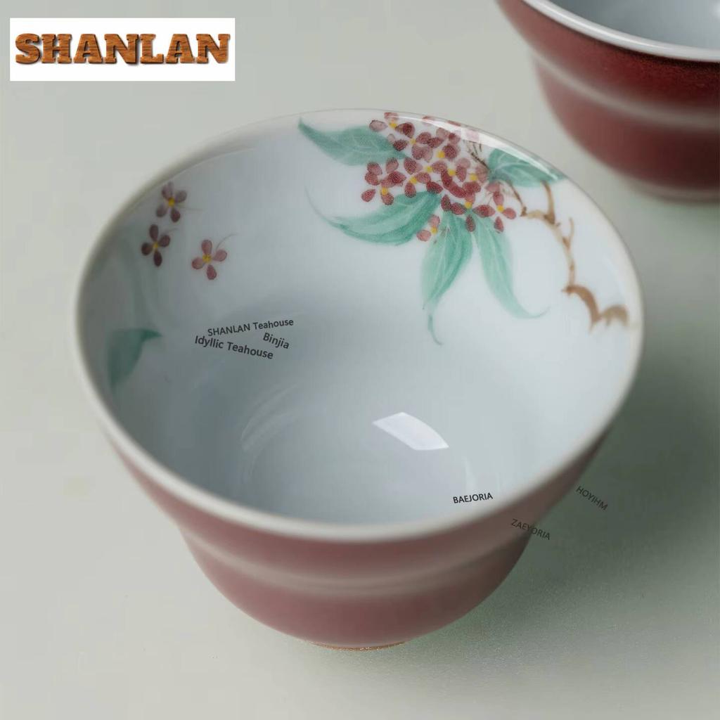 35ml Hand-painted Autumn Osmanthus Teacup Creative Tea Bowl Water Jug Tea-tasting Personal Cup Jianzhan Master Cups Drinkware