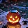 Outdoor Seasonal Home Decor Solar Pumpkin Lanterns Waterproof Halloween Light Spooky Decorative Garden Lights Hanging Orange Lantern for Yard Porch