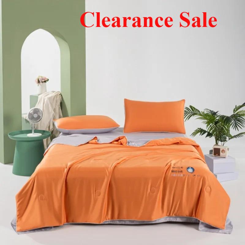 2025 new solid color heat transfer washed Tencel Xia Liang quilt double cool silk machine washable quilt 4-piece set