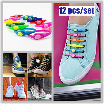 12 teile/paket Lazy Silikon Schnürsenkel Runde Elastische Schnürsenkel Spezielle Keine Krawatte Gummi Für Sneakers Fit Strap Es Ist Bequemer, Ihre Zeit zu Sparen Samen